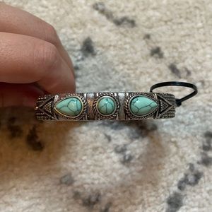 Teal and silver vintage western bracelet